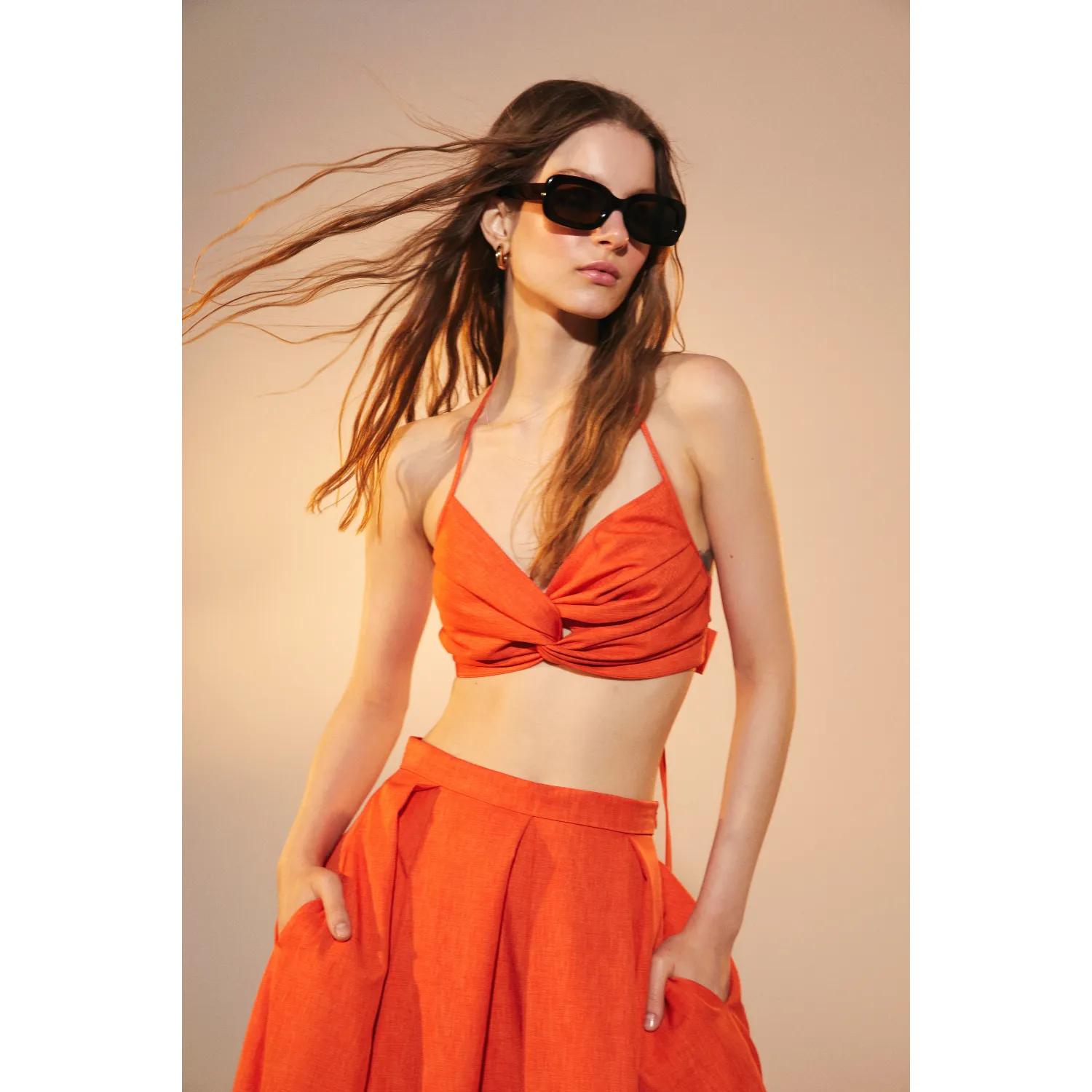 June Midi Skirt in Spicy Orange