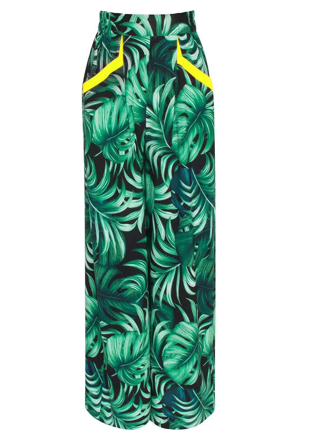 Jungle - Monstera Black / Green Pants (Neon Yellow)