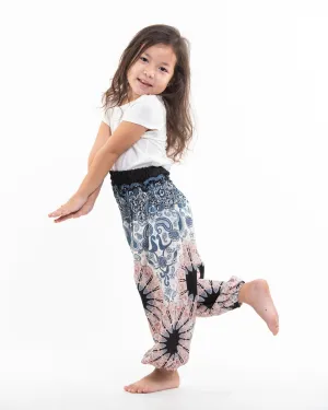 Kids Paisley Mandalas Harem Pants in Silver Gray