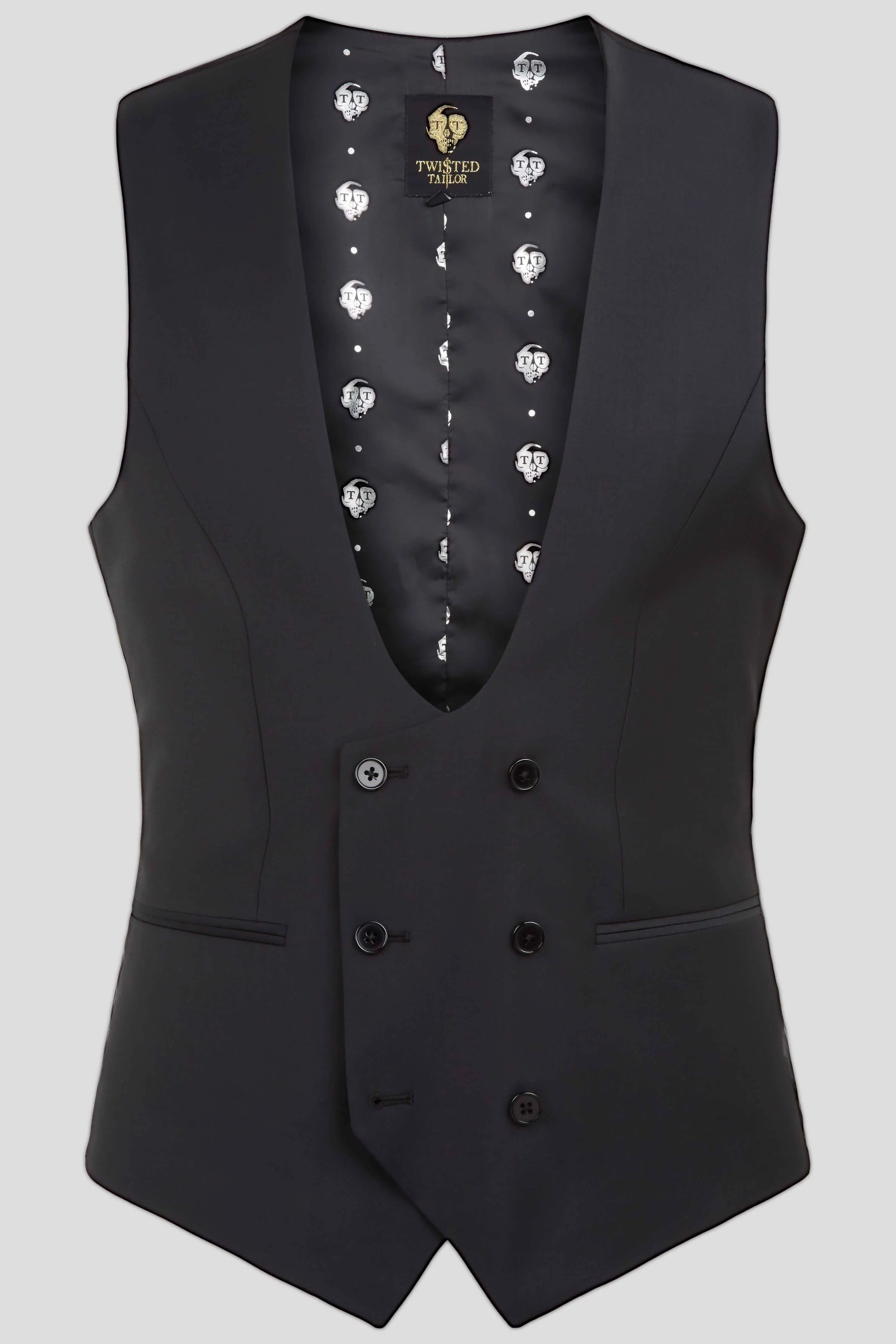 Kingdon Skinny Fit Black Dinner Waistcoat