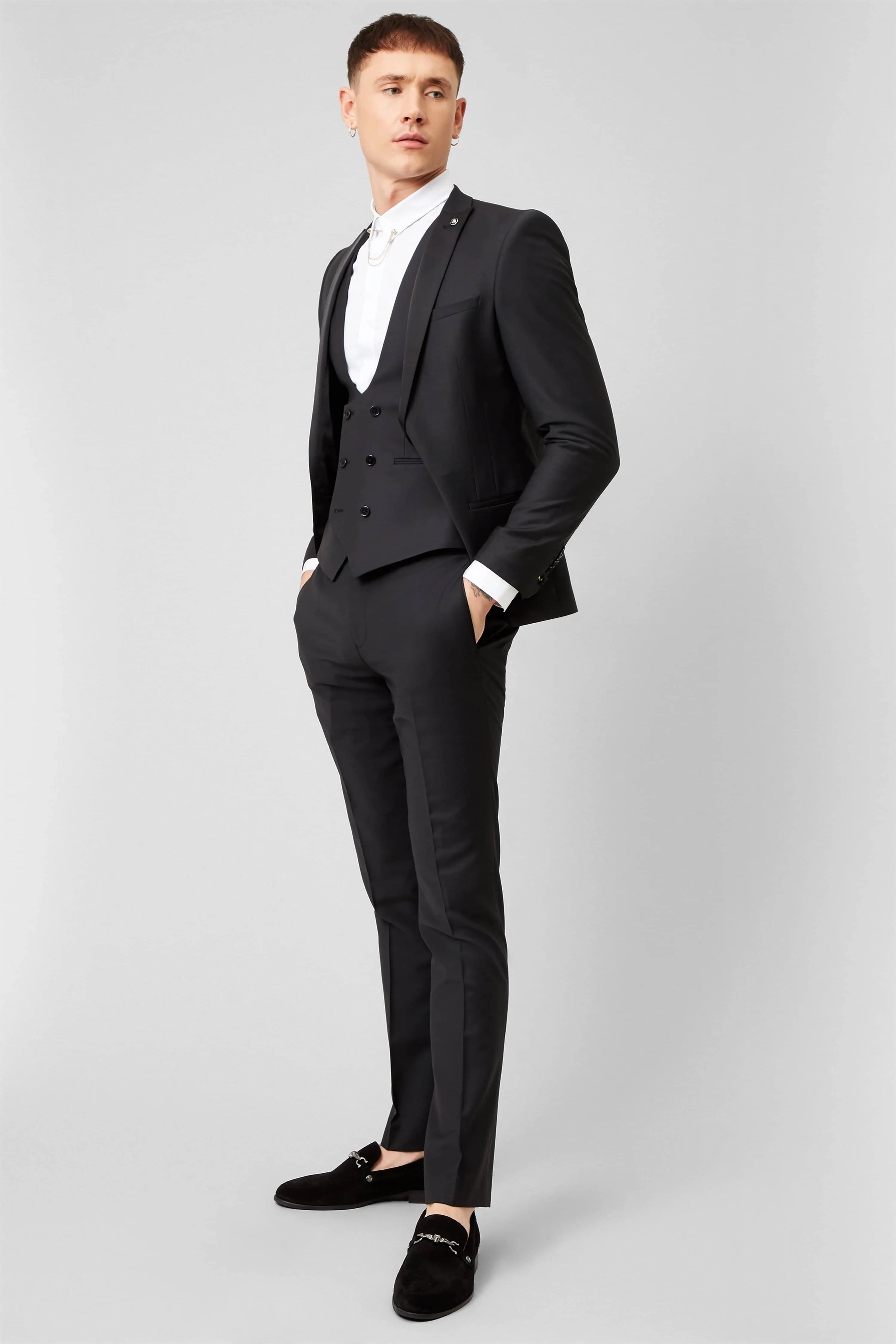 Kingdon Skinny Fit Black Dinner Waistcoat