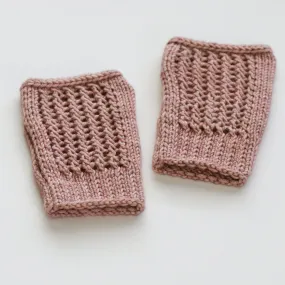 Knitted Netting Fingerless Gloves   Hat