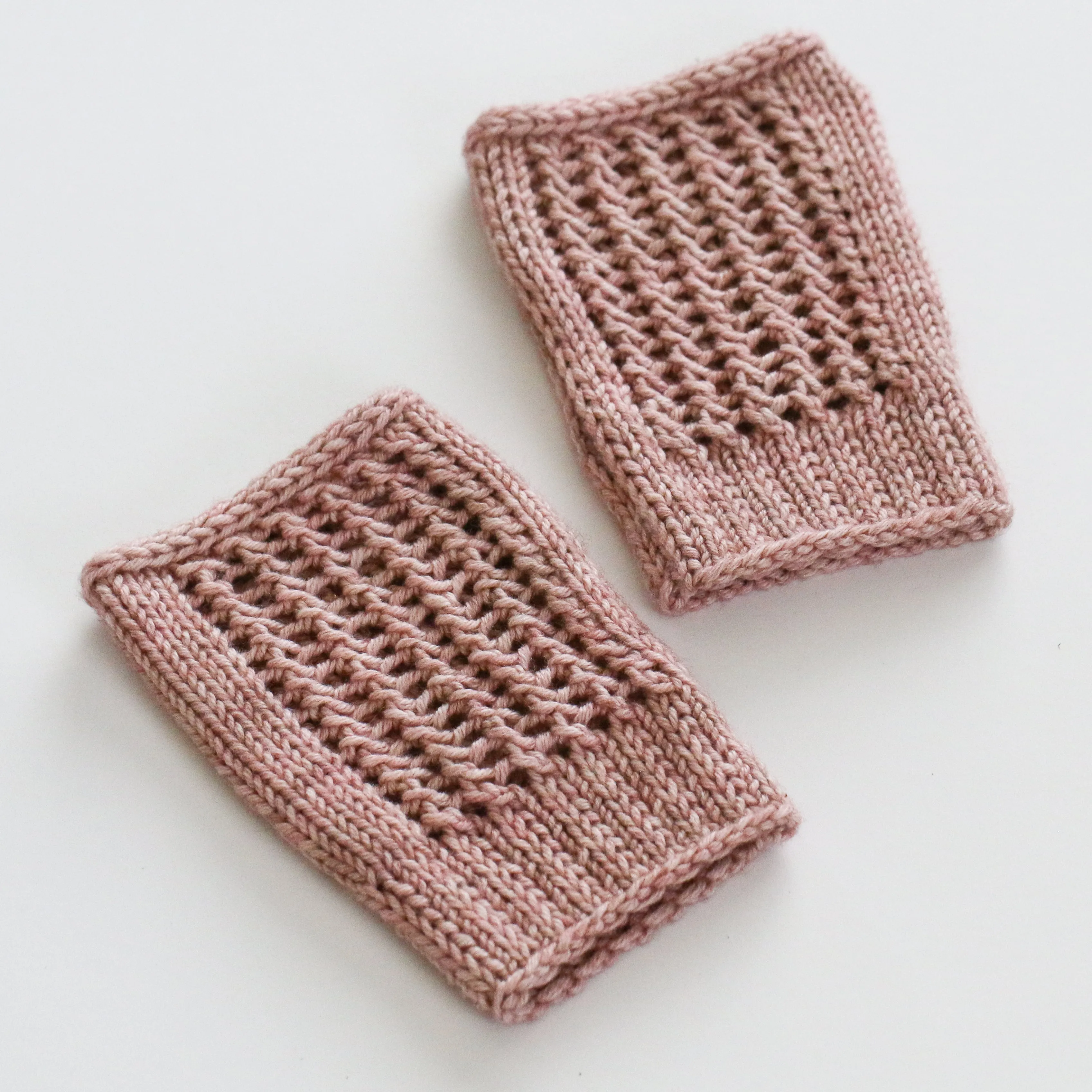 Knitted Netting Fingerless Gloves   Hat