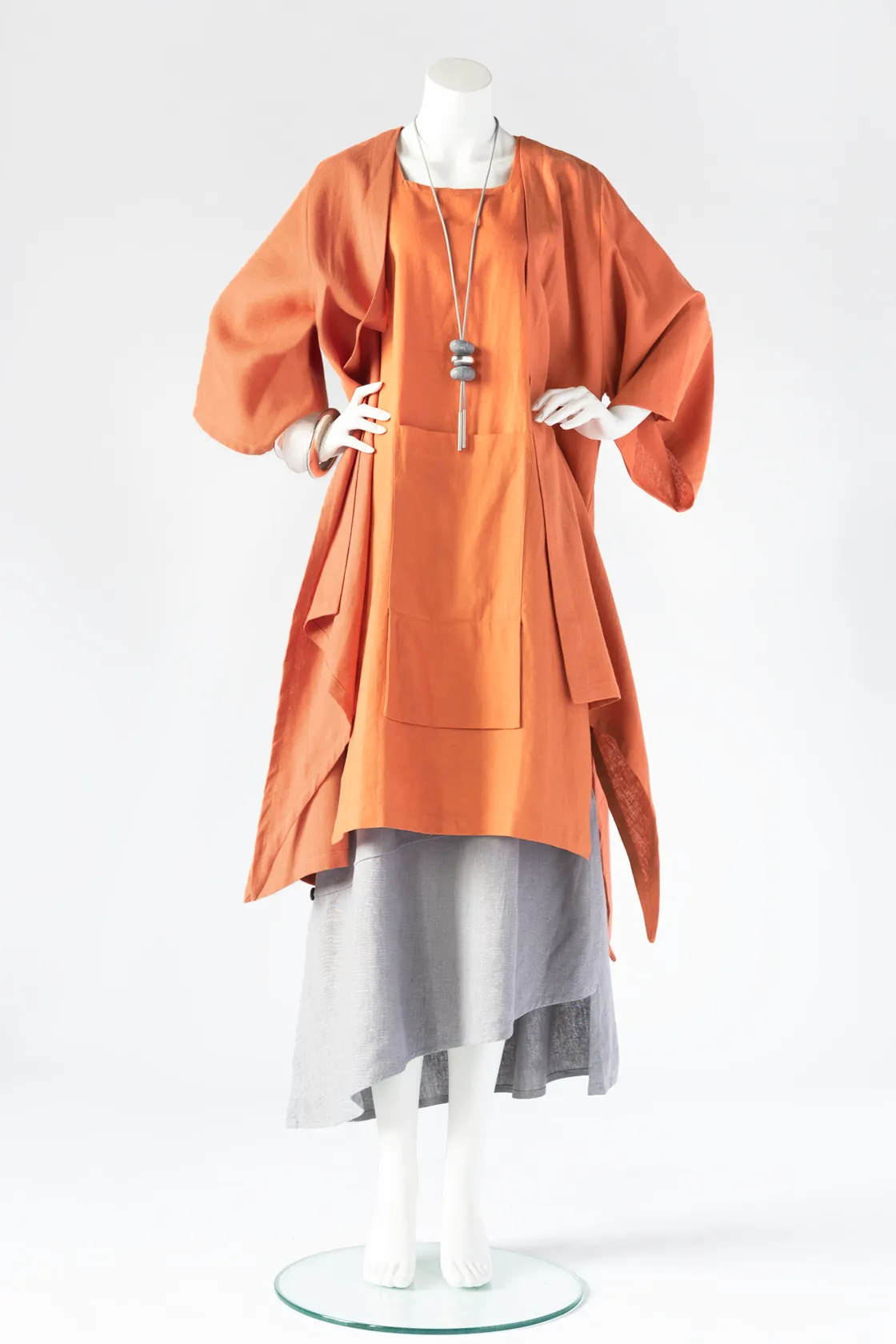 Long Kimono Jacket in Papaya Roma