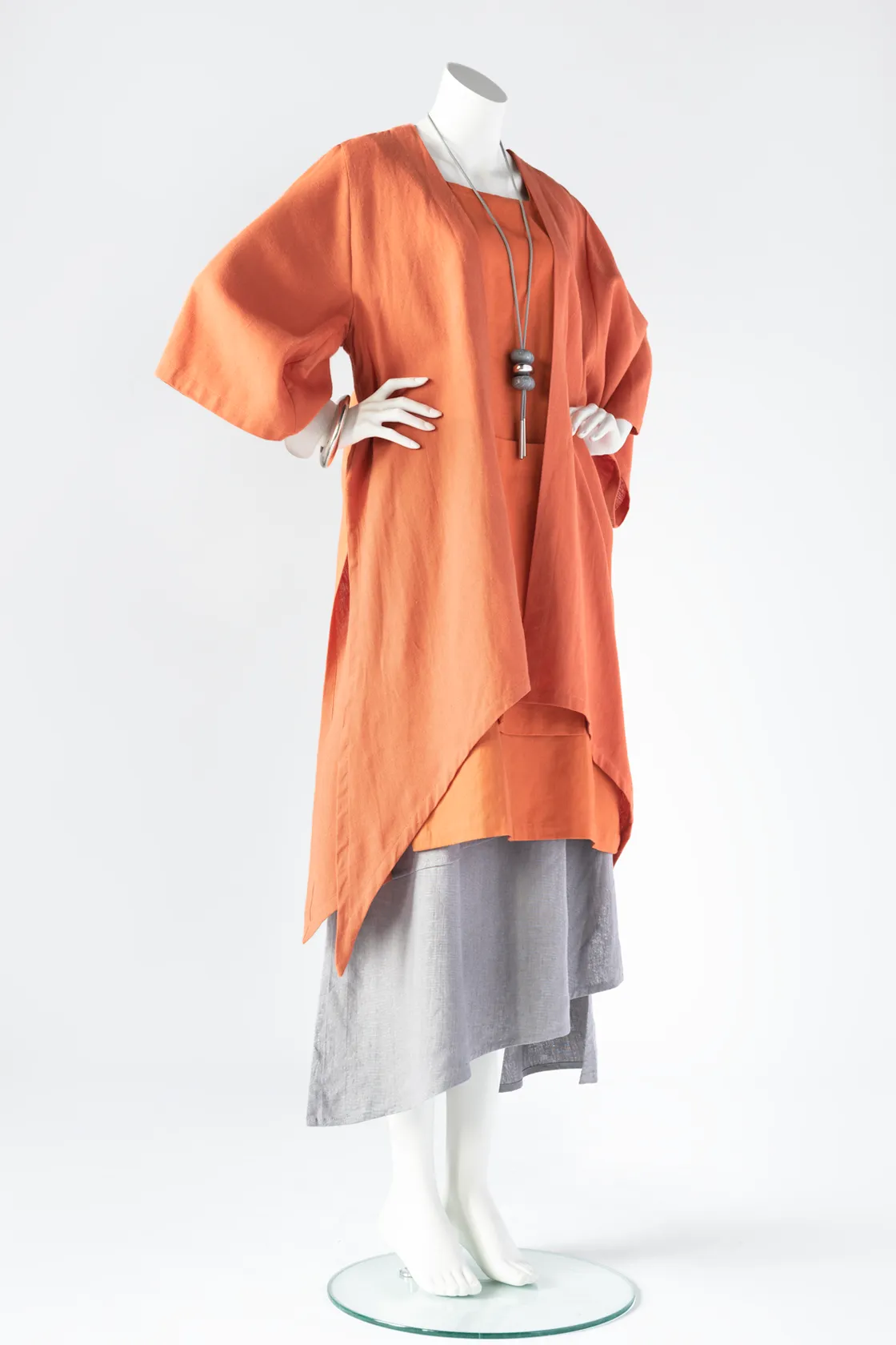 Long Kimono Jacket in Papaya Roma