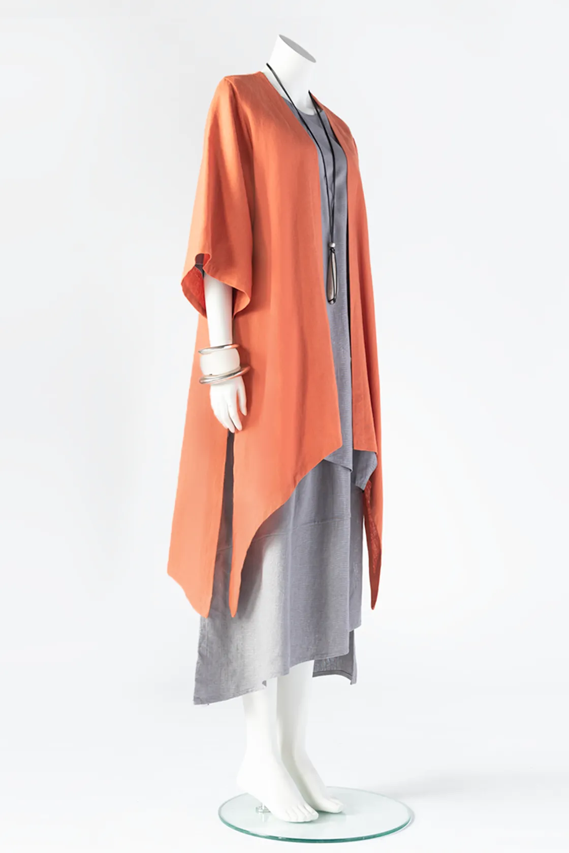 Long Kimono Jacket in Papaya Roma