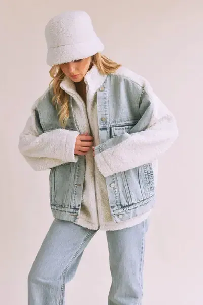 Loose Fit Sherpa Denim Jacket