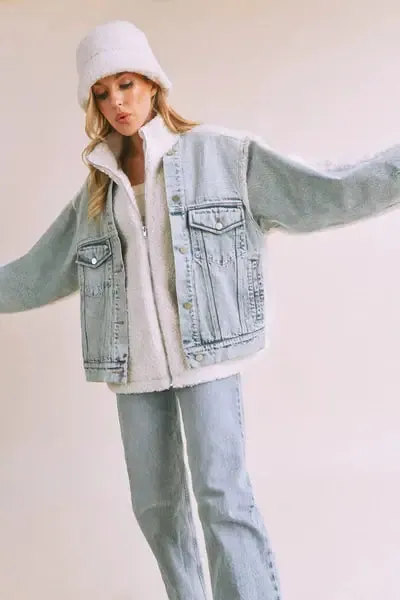 Loose Fit Sherpa Denim Jacket