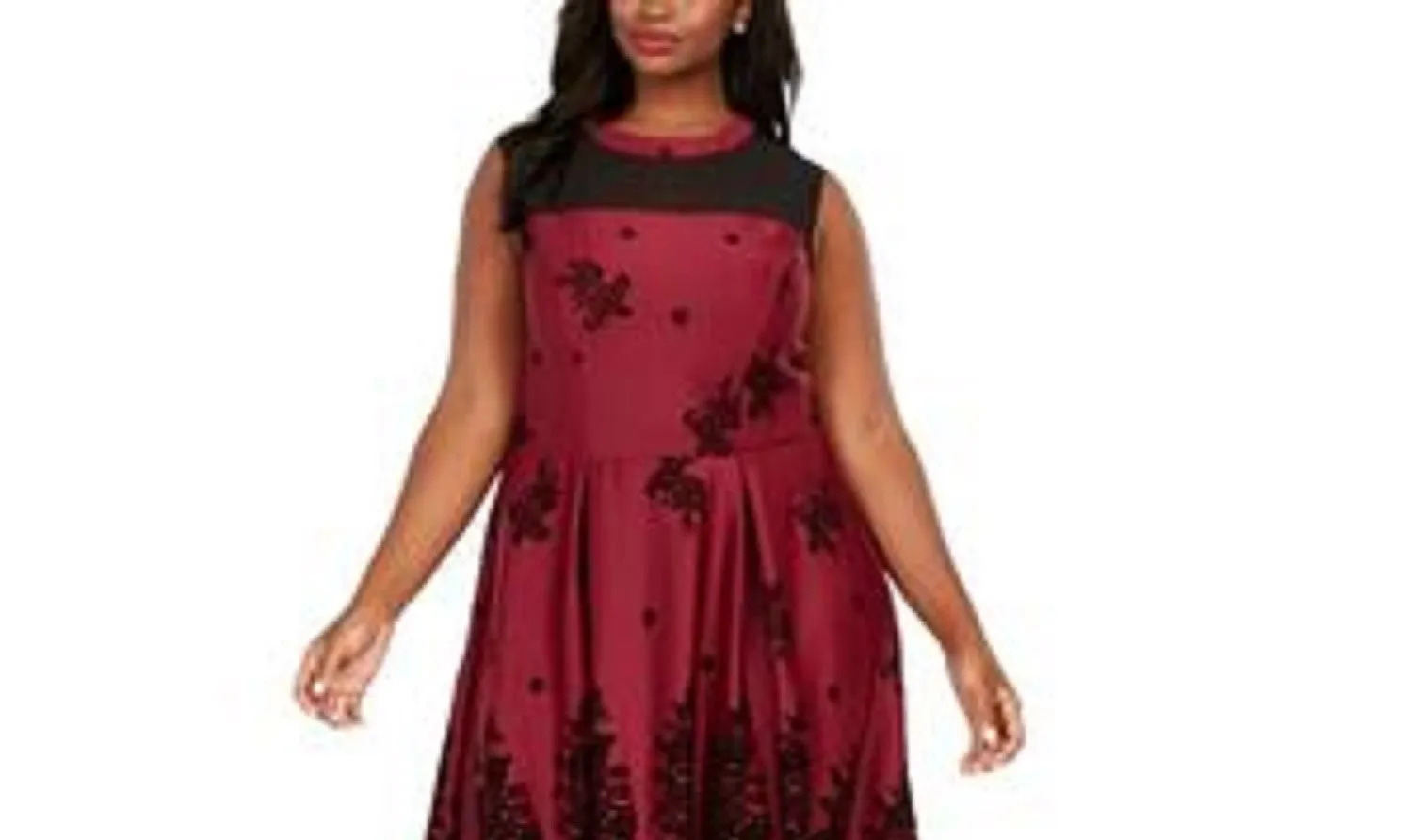 Love Squared Women's Trendy Plus Size Flocked-Velvet Fit & Flare Dress Purple Size 2X