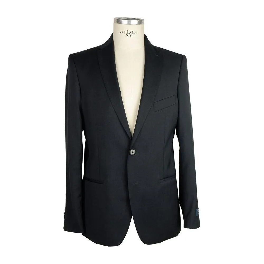 Made in Italy Black Wool Men Suit