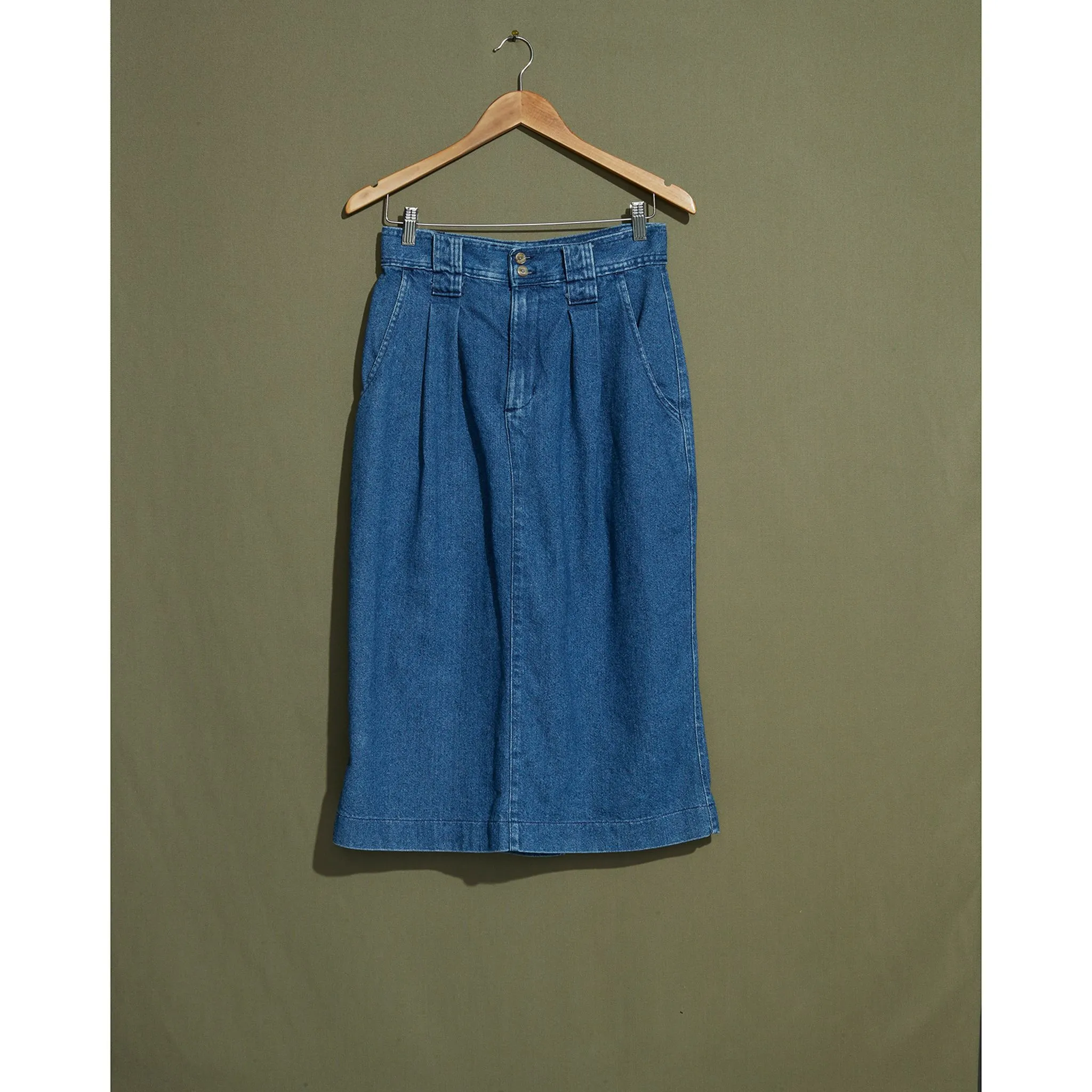 Made in USA, Pleated Denim Skirt - 28 x 30