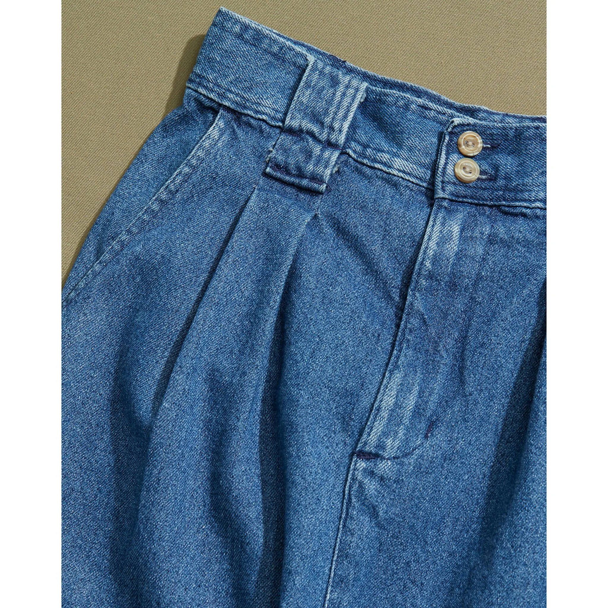 Made in USA, Pleated Denim Skirt - 28 x 30