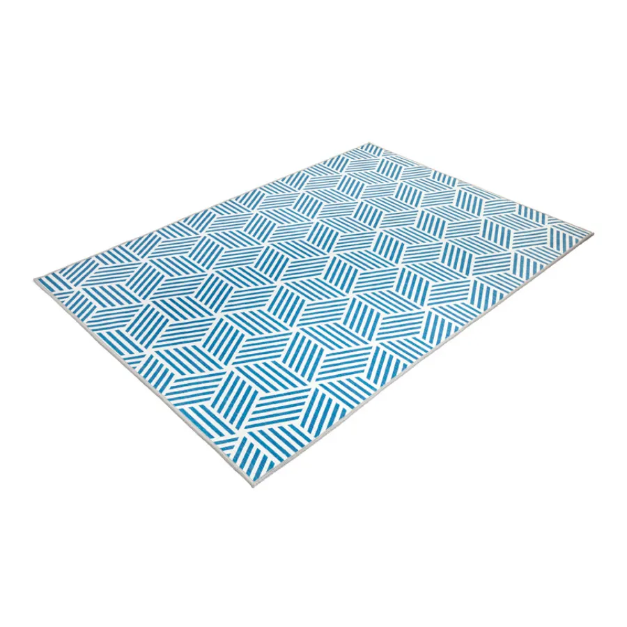 Mani Blue Geometrical Non Slip Rug