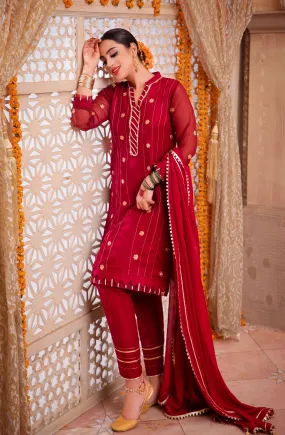 Maroon Floral Embroidered Festive Suit (Rani Sahiba)