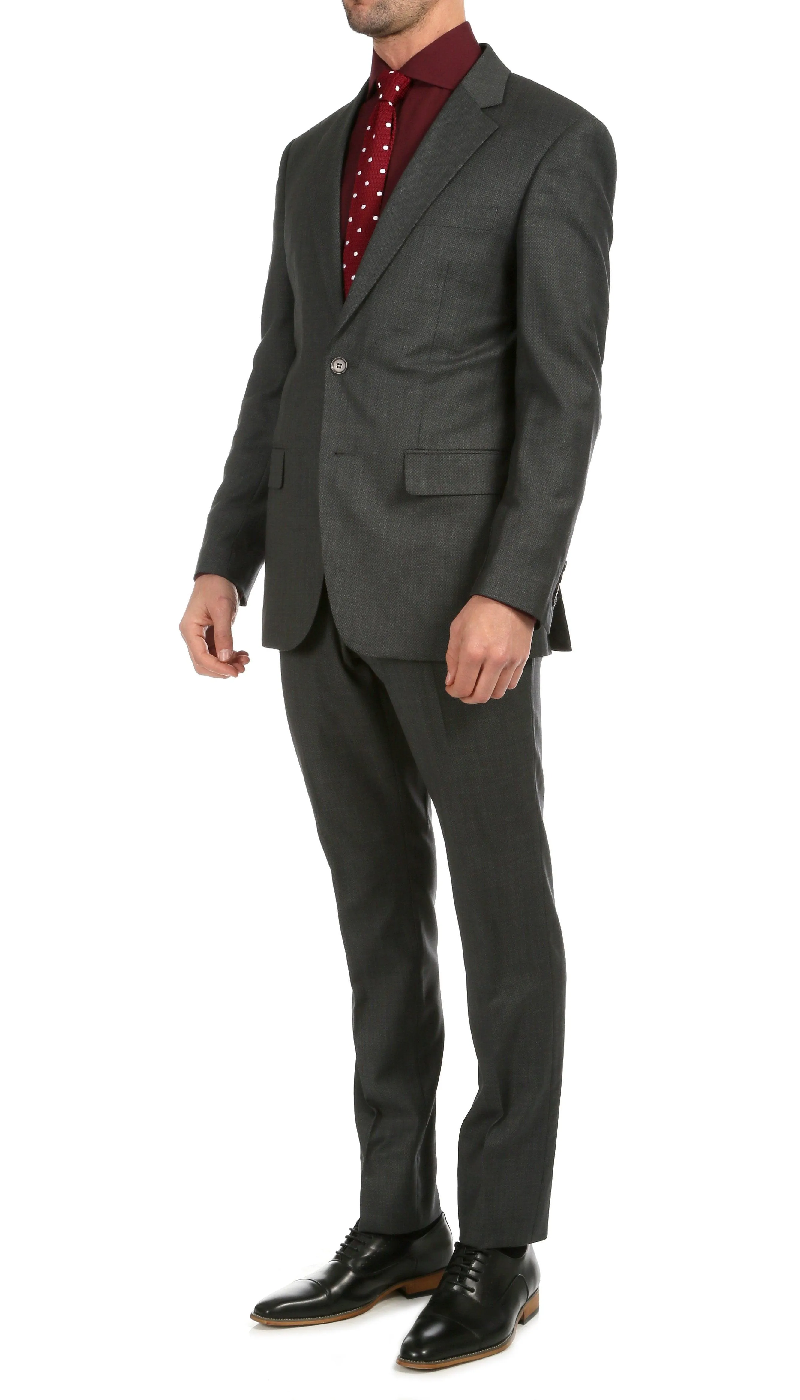 Mason Charcoal Men's Premium 2 Piece Wool Slim Fit Suit