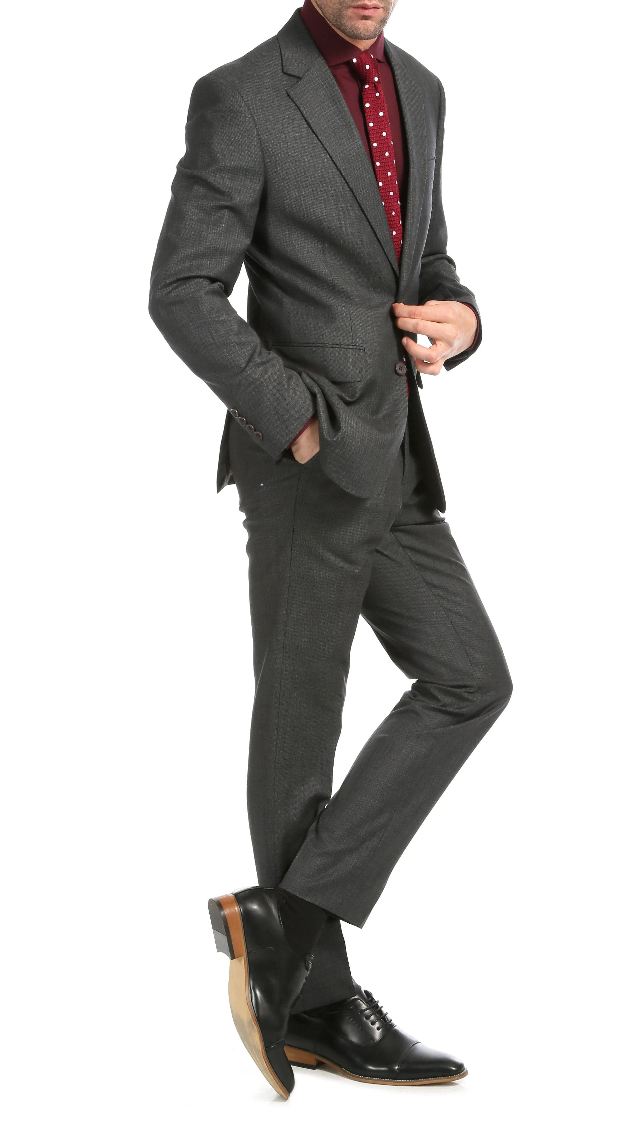 Mason Charcoal Men's Premium 2 Piece Wool Slim Fit Suit