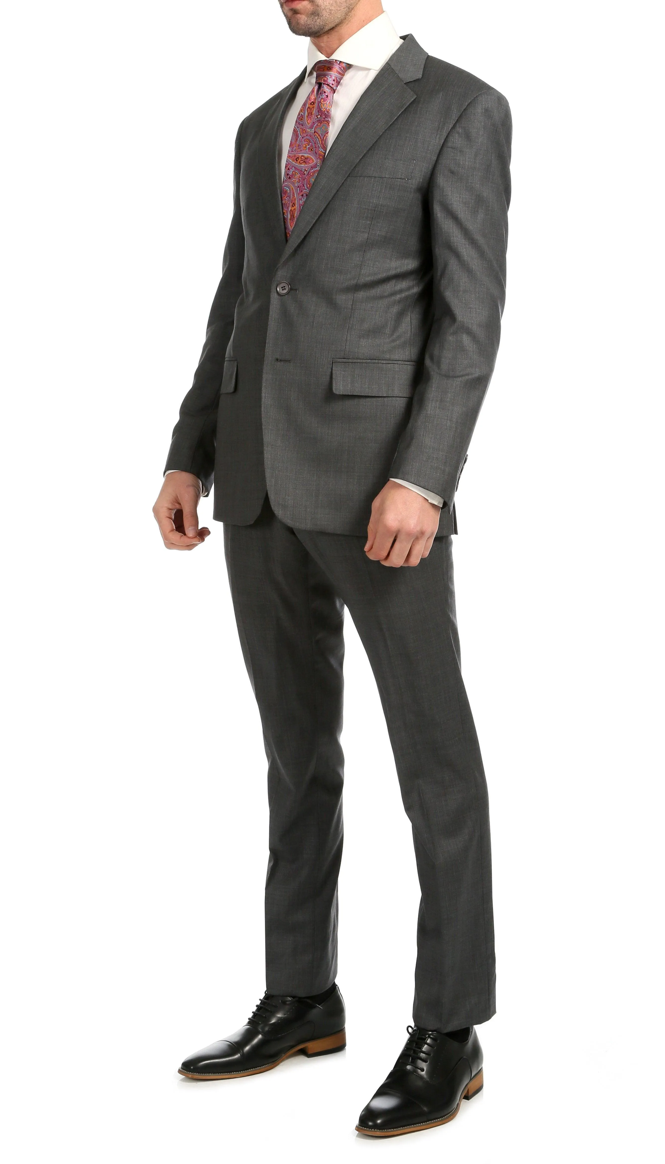 Mason Heather Grey Men's Premium 2 Piece Wool Slim Fit Suit