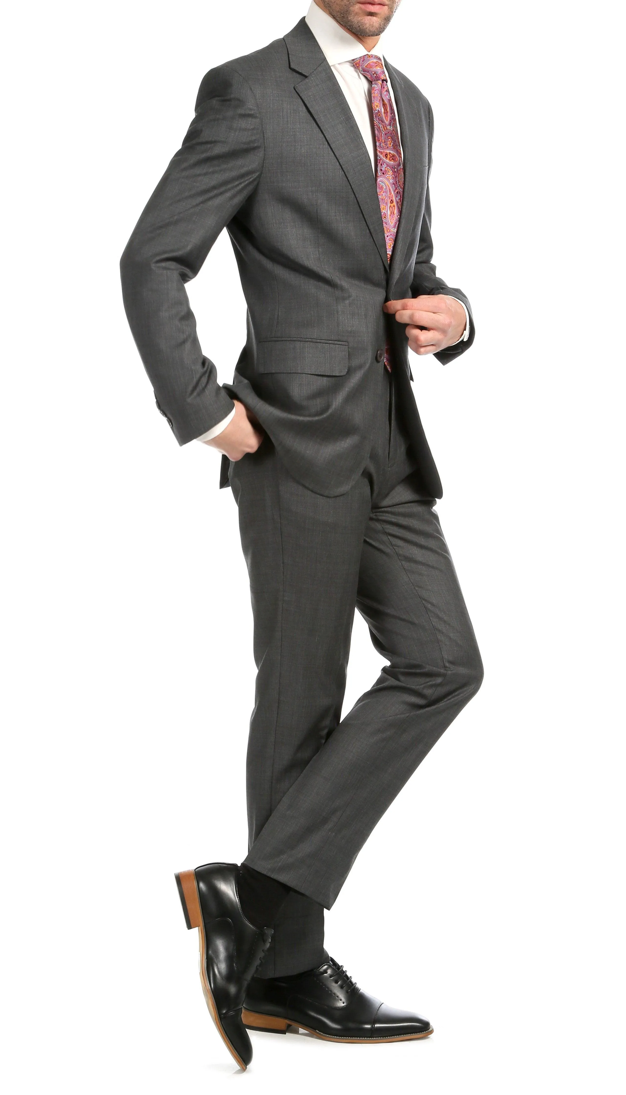 Mason Heather Grey Men's Premium 2 Piece Wool Slim Fit Suit