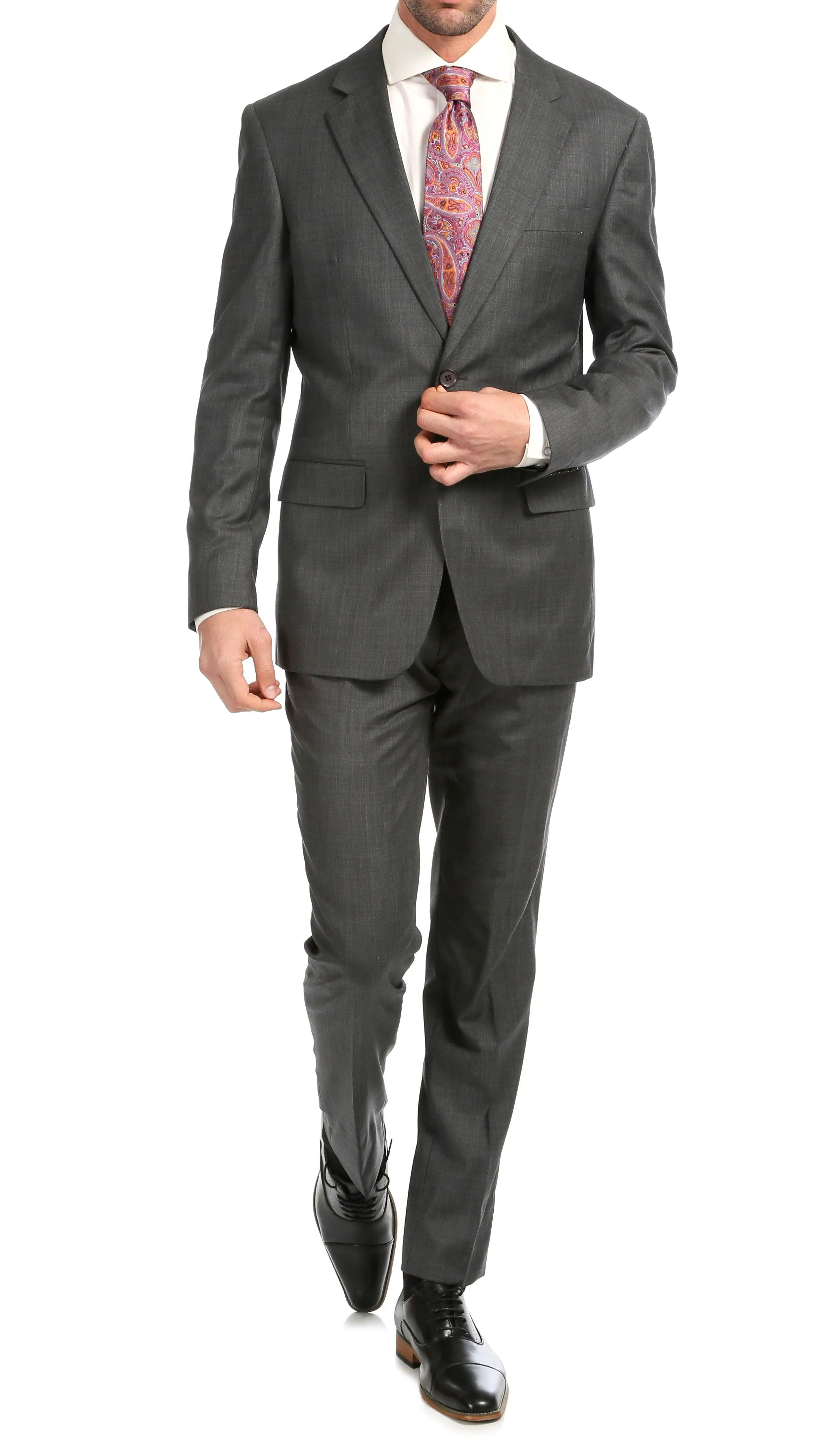 Mason Heather Grey Men's Premium 2 Piece Wool Slim Fit Suit