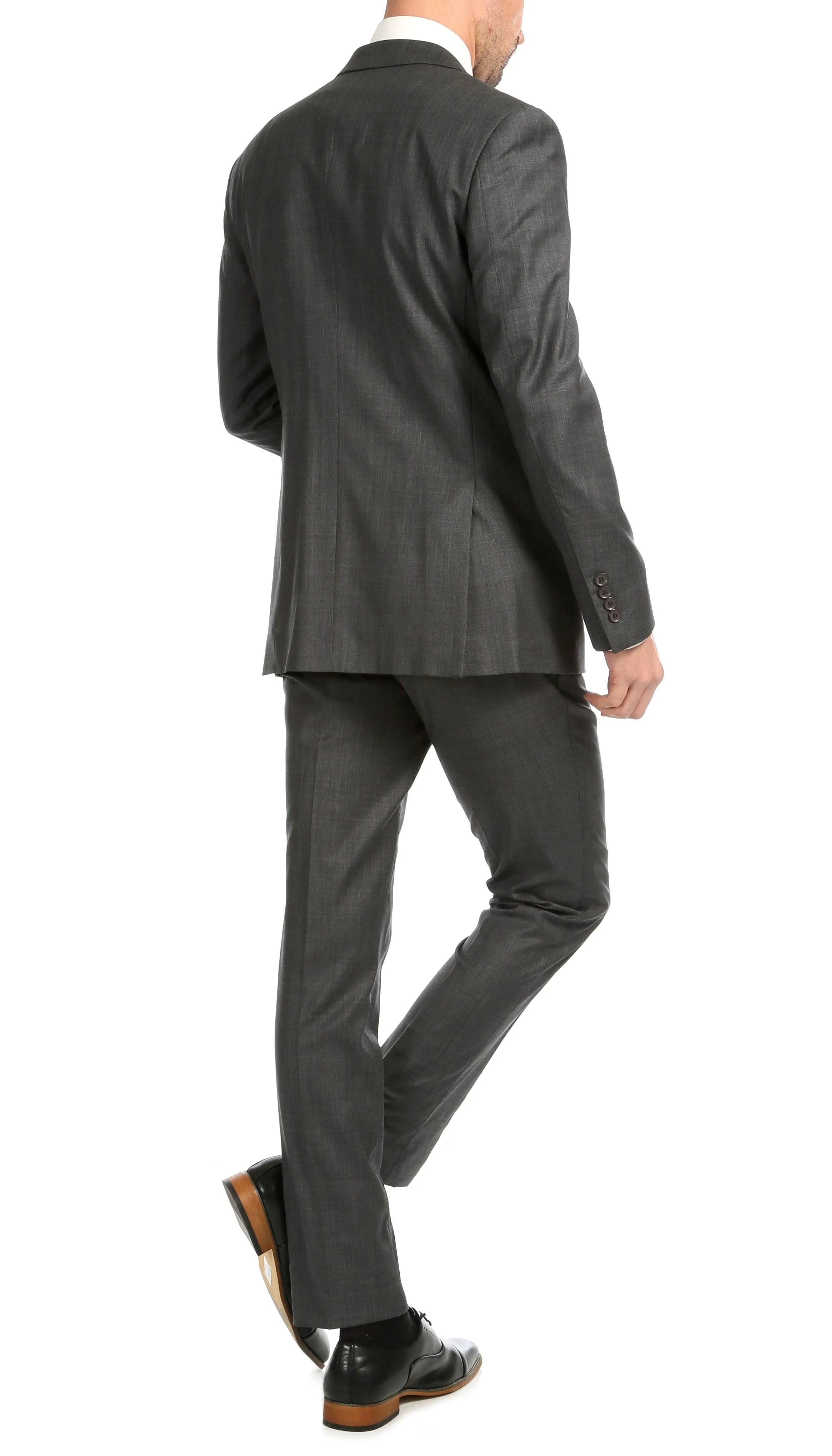 Mason Heather Grey Men's Premium 2 Piece Wool Slim Fit Suit