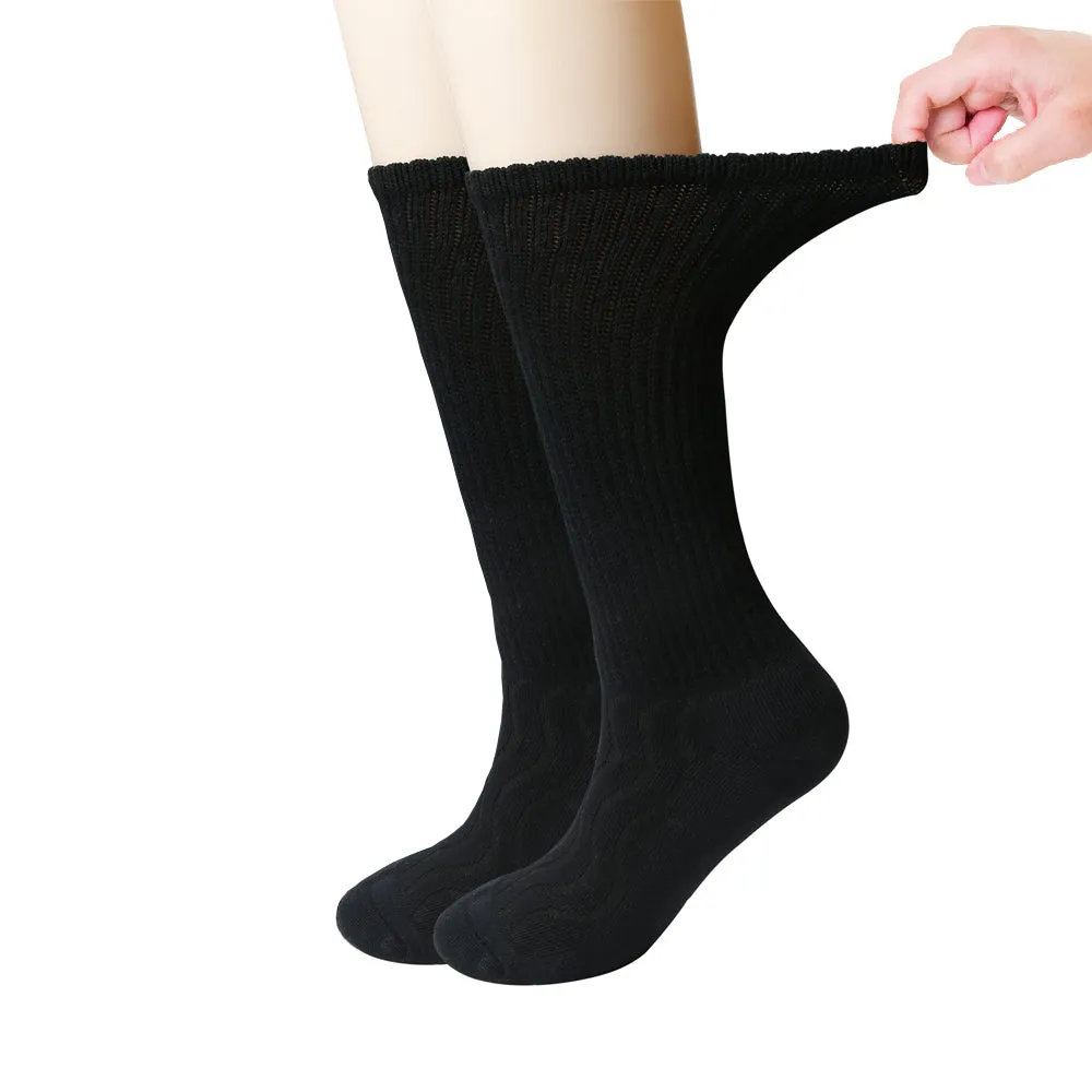 MD Bamboo Crew Socks Non-Binding Cushioned Moisture Wicking Dress Socks (2 Pairs)