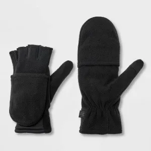 Men's Flip Top Fleece Gloves - All in Motion Black S/M