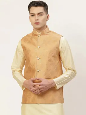 Men'S Peach Printed Nehru Jacket