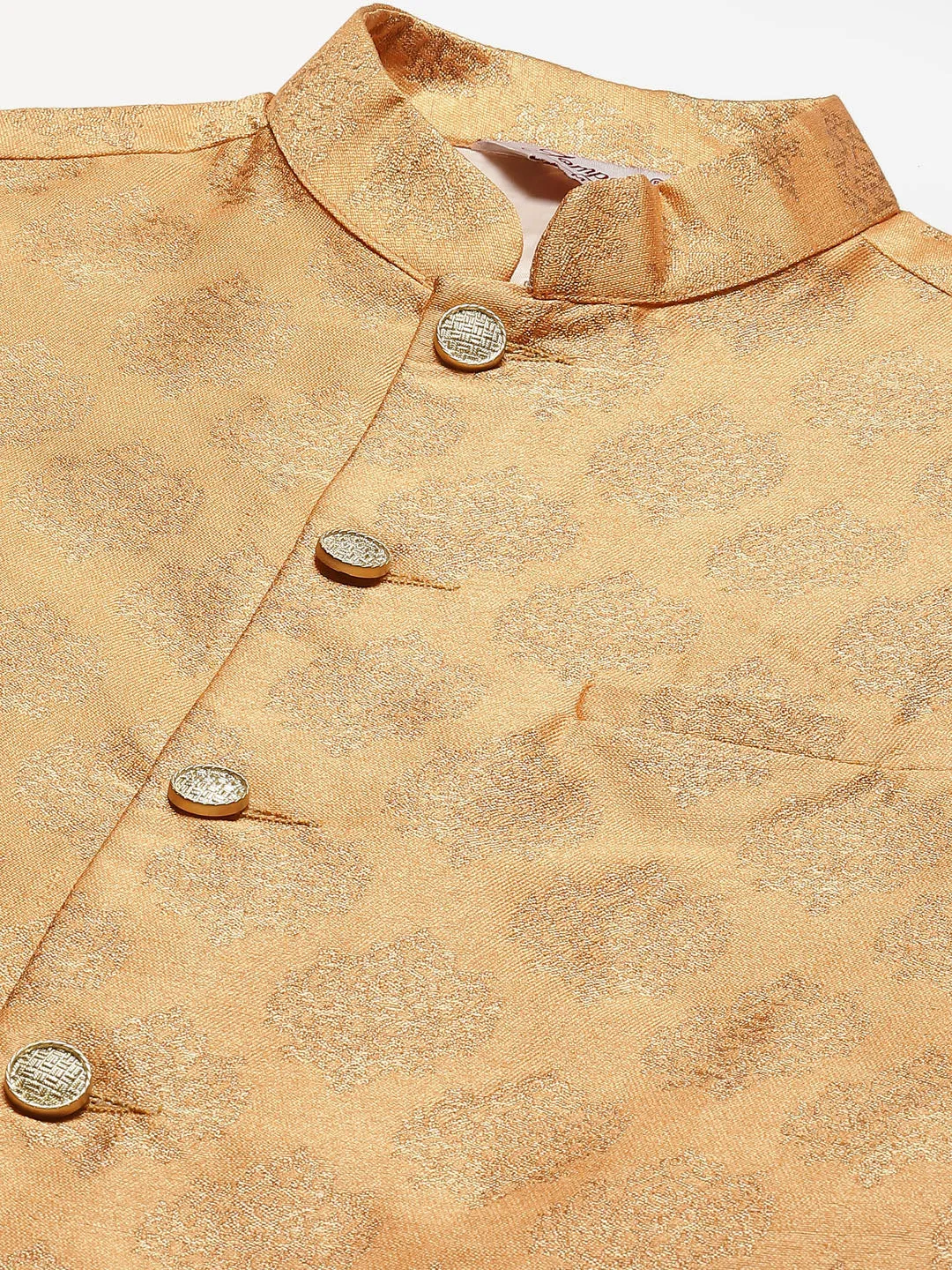 Men'S Peach Printed Nehru Jacket