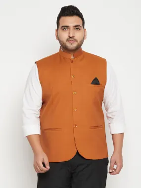 Men's Plus Orange Nehru Jacket - Vastramay