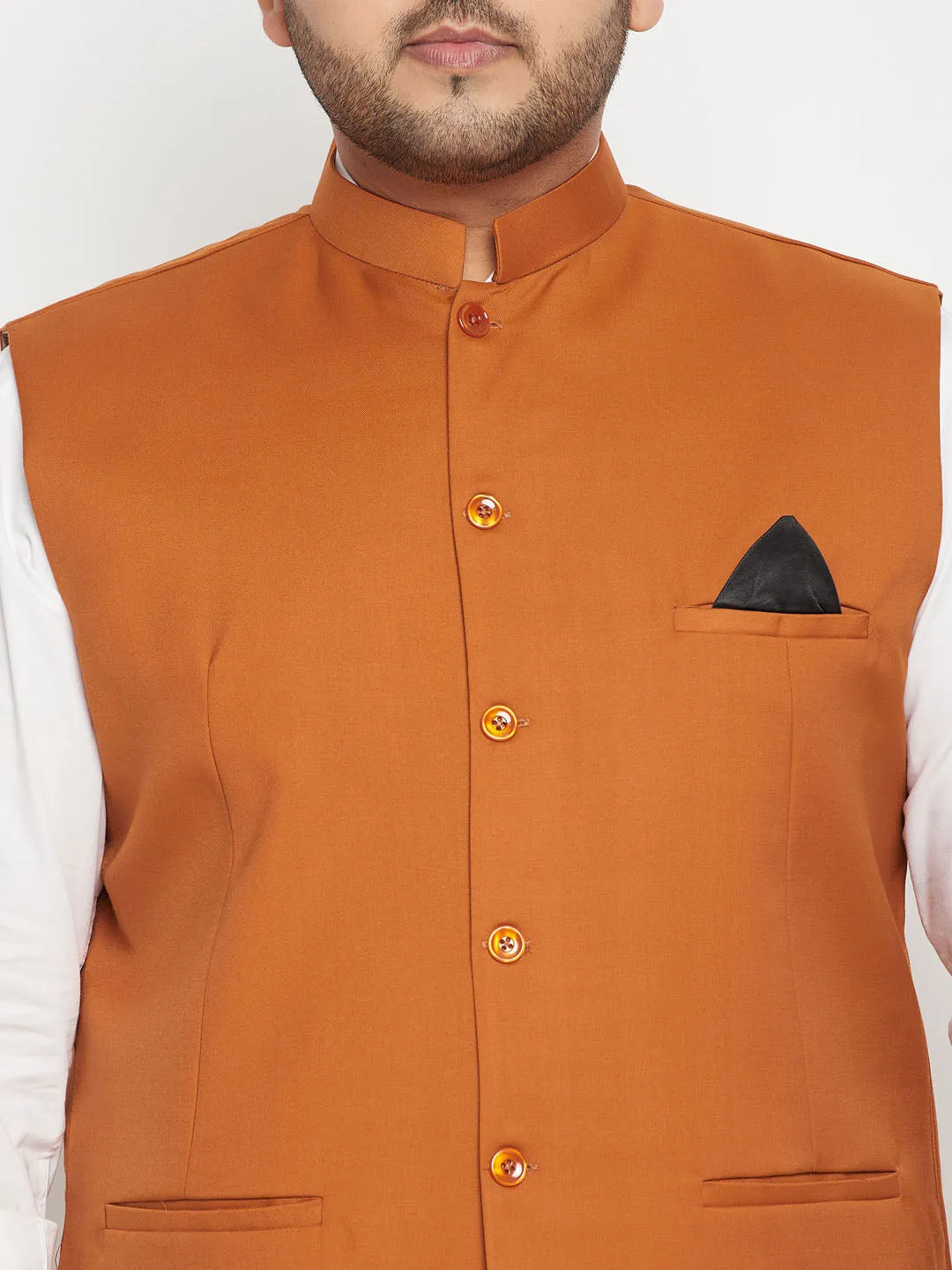 Men's Plus Orange Nehru Jacket - Vastramay