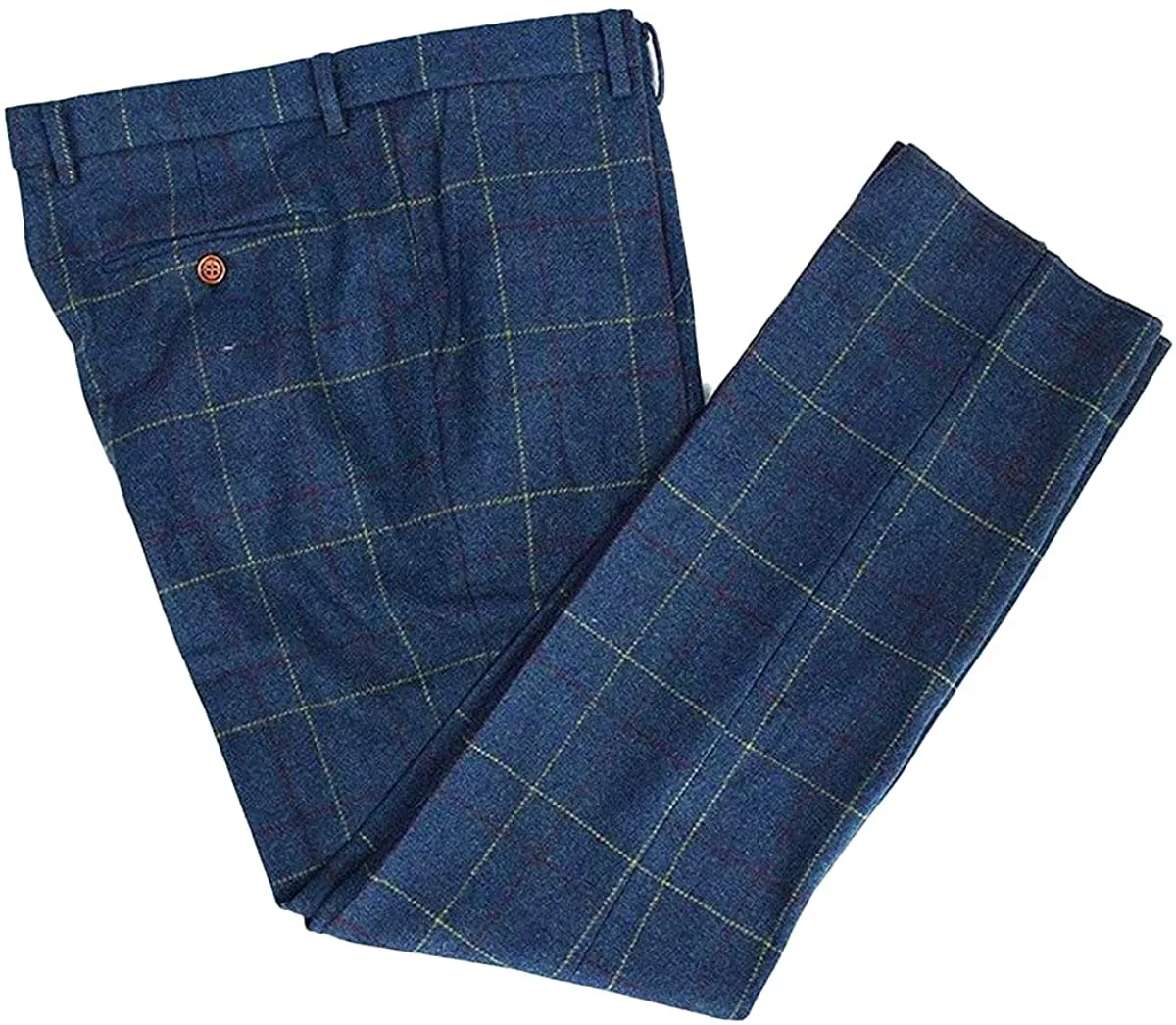 Men's Tweed Plaid Classic Wool Suit Pants