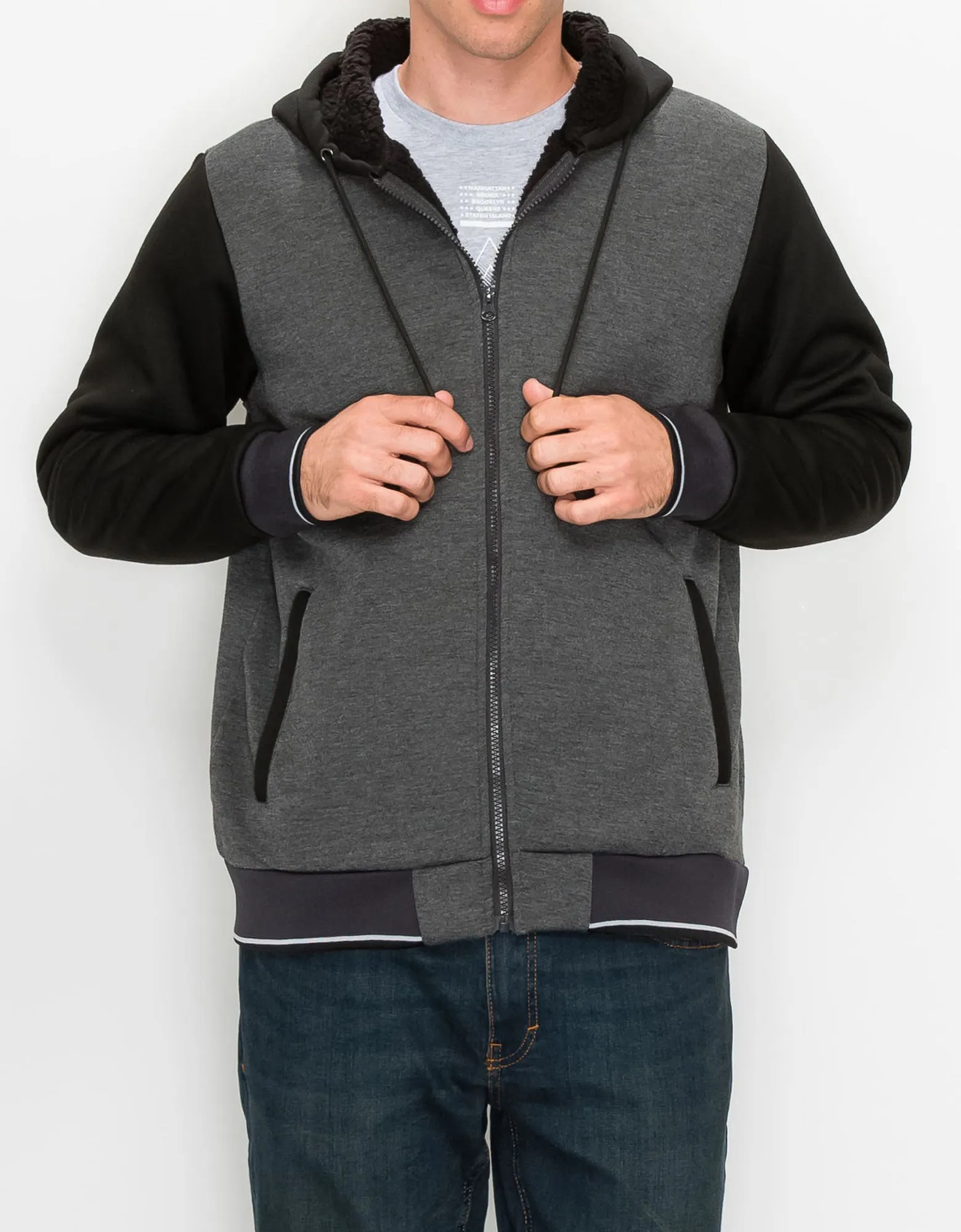 MEN'S VALUE VARSITY FLEECE SHERPA LINED JACKET