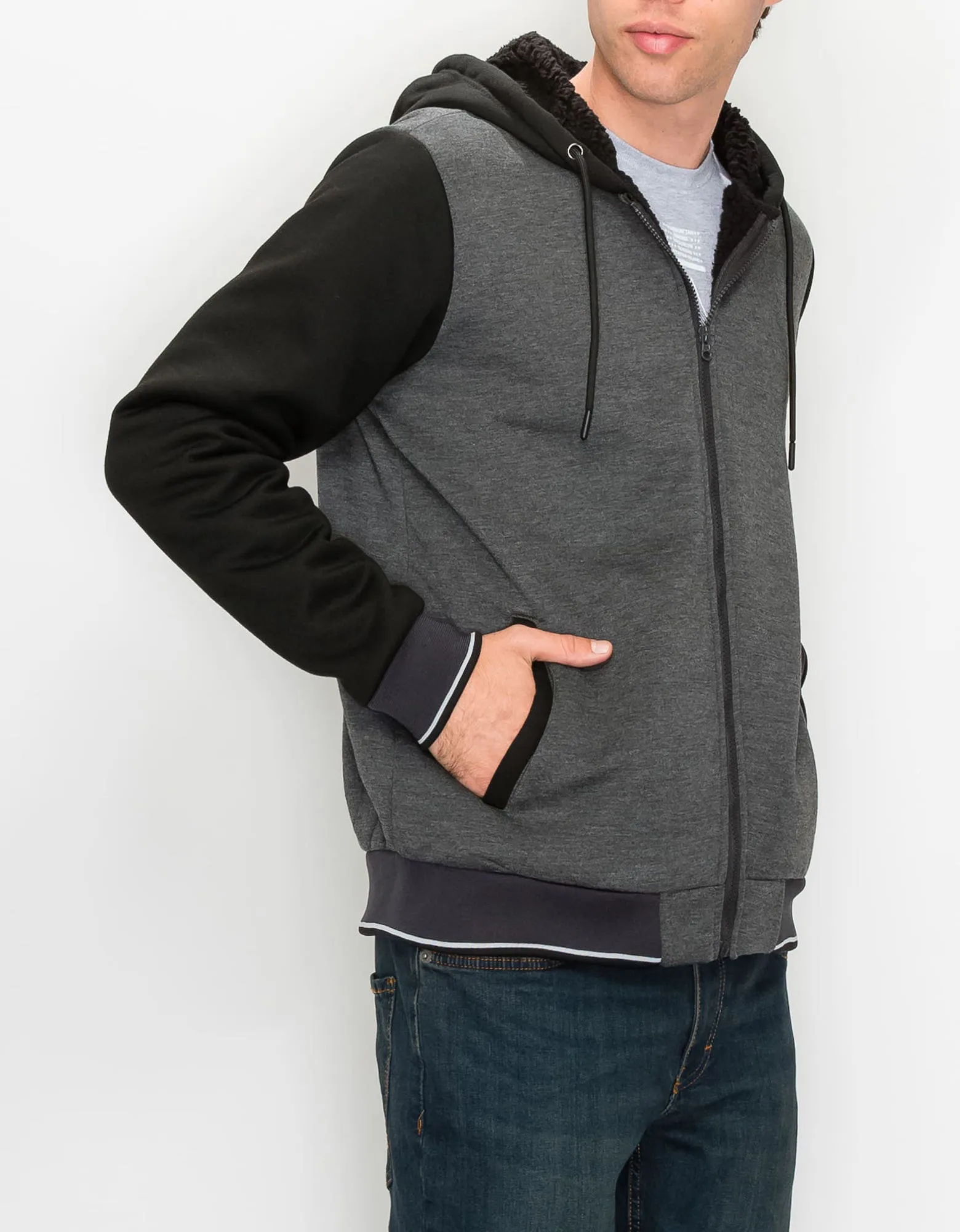 MEN'S VALUE VARSITY FLEECE SHERPA LINED JACKET