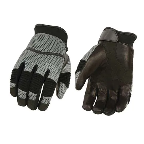 Milwaukee Leather SH791 Men's Black Leather and Grey Mesh Combo Racing