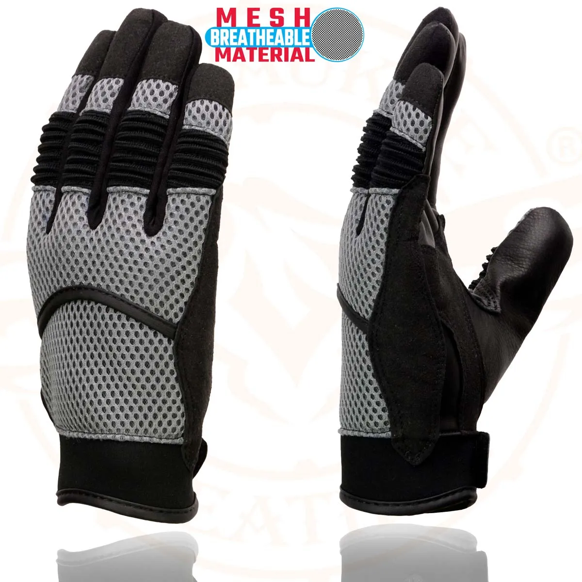 Milwaukee Leather SH791 Men's Black Leather and Grey Mesh Combo Racing