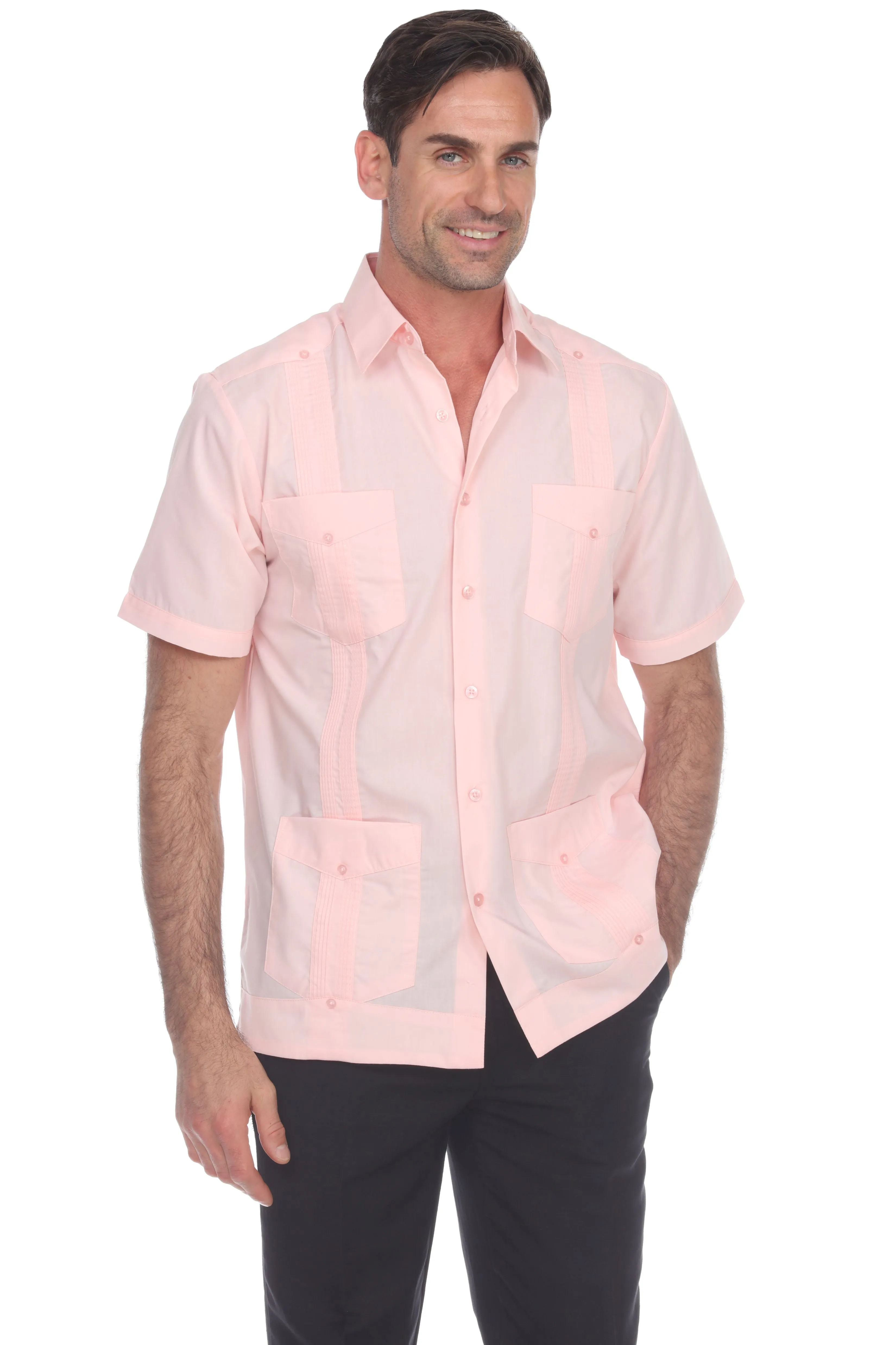 Mojito Collection Big Size Guayabera Shirt Classic Poly Cotton Short Sleeve 3X-8X