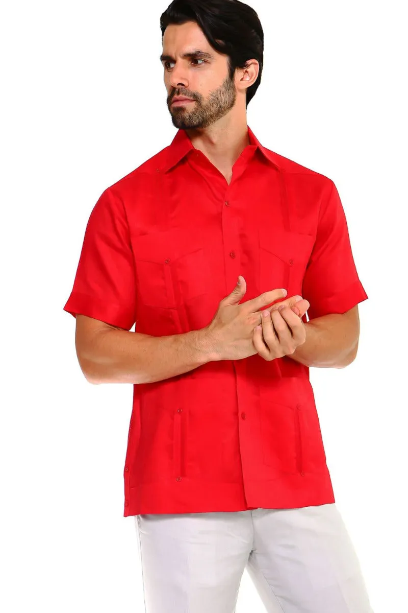 Mojito Collection Big Size Guayabera Shirt Classic Poly Cotton Short Sleeve 3X-8X