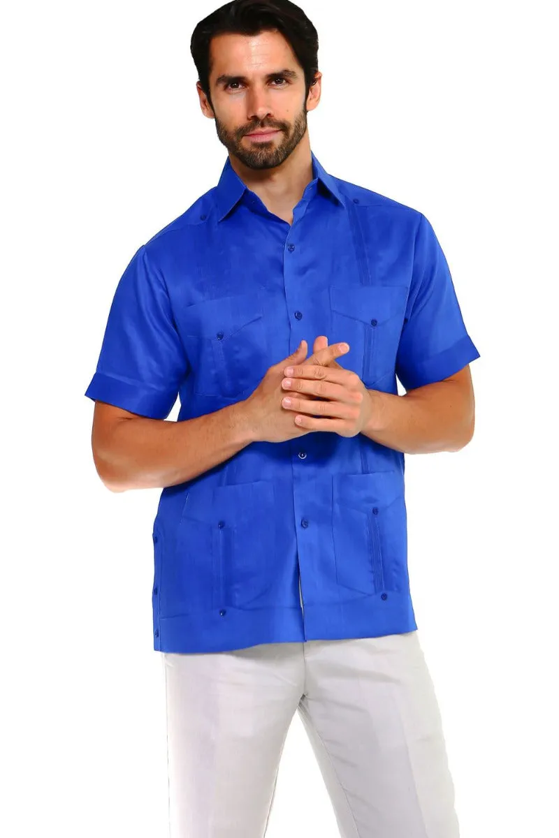 Mojito Collection Big Size Guayabera Shirt Classic Poly Cotton Short Sleeve 3X-8X