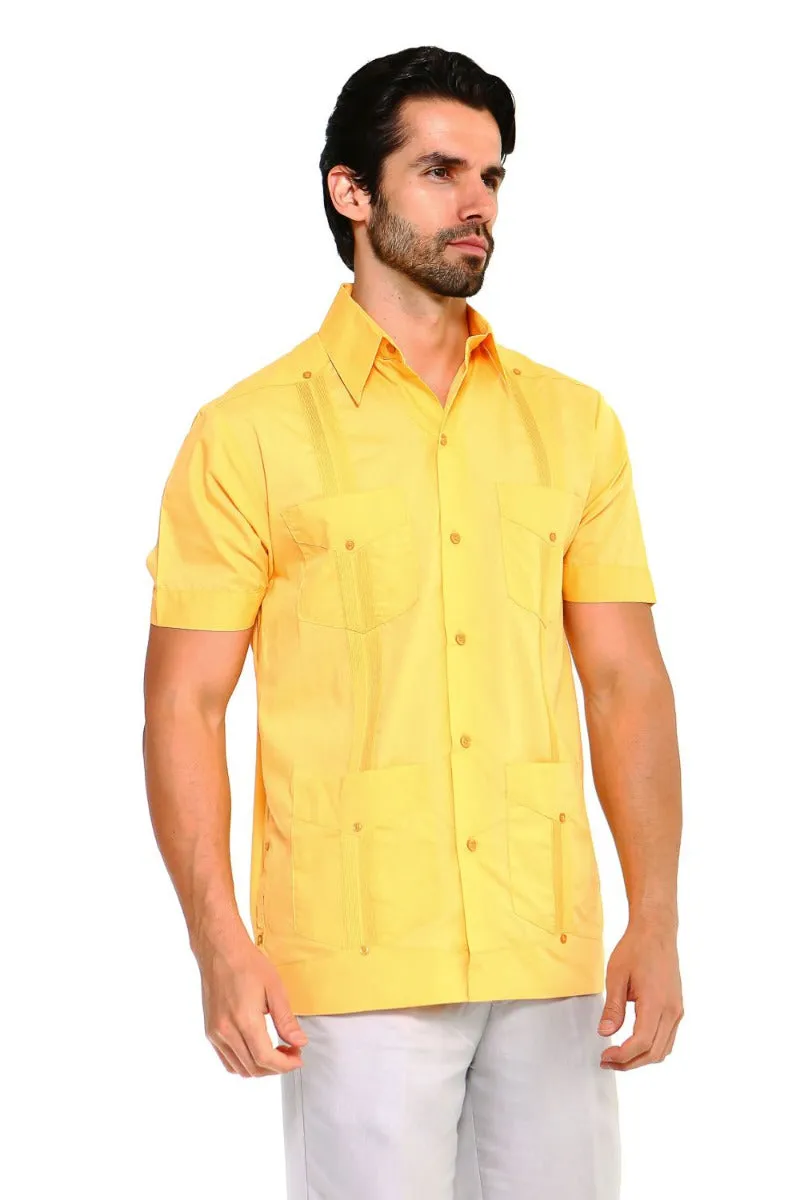 Mojito Collection Big Size Guayabera Shirt Classic Poly Cotton Short Sleeve 3X-8X