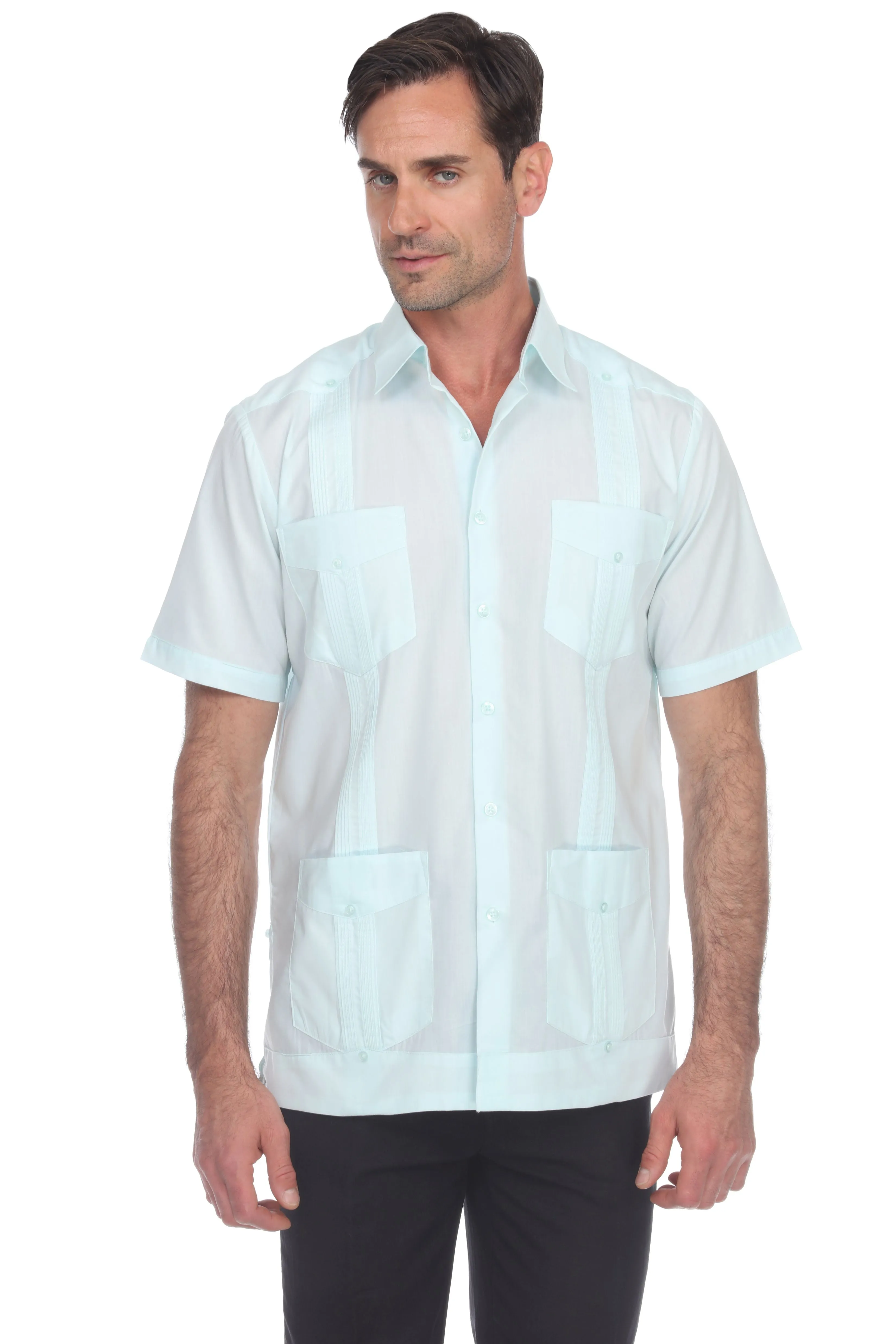 Mojito Collection Big Size Guayabera Shirt Classic Poly Cotton Short Sleeve 3X-8X