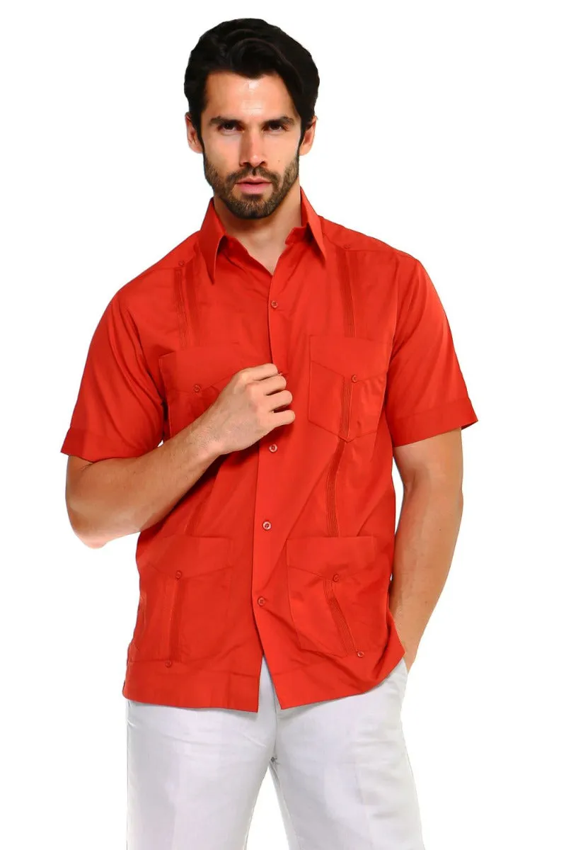 Mojito Collection Big Size Guayabera Shirt Classic Poly Cotton Short Sleeve 3X-8X