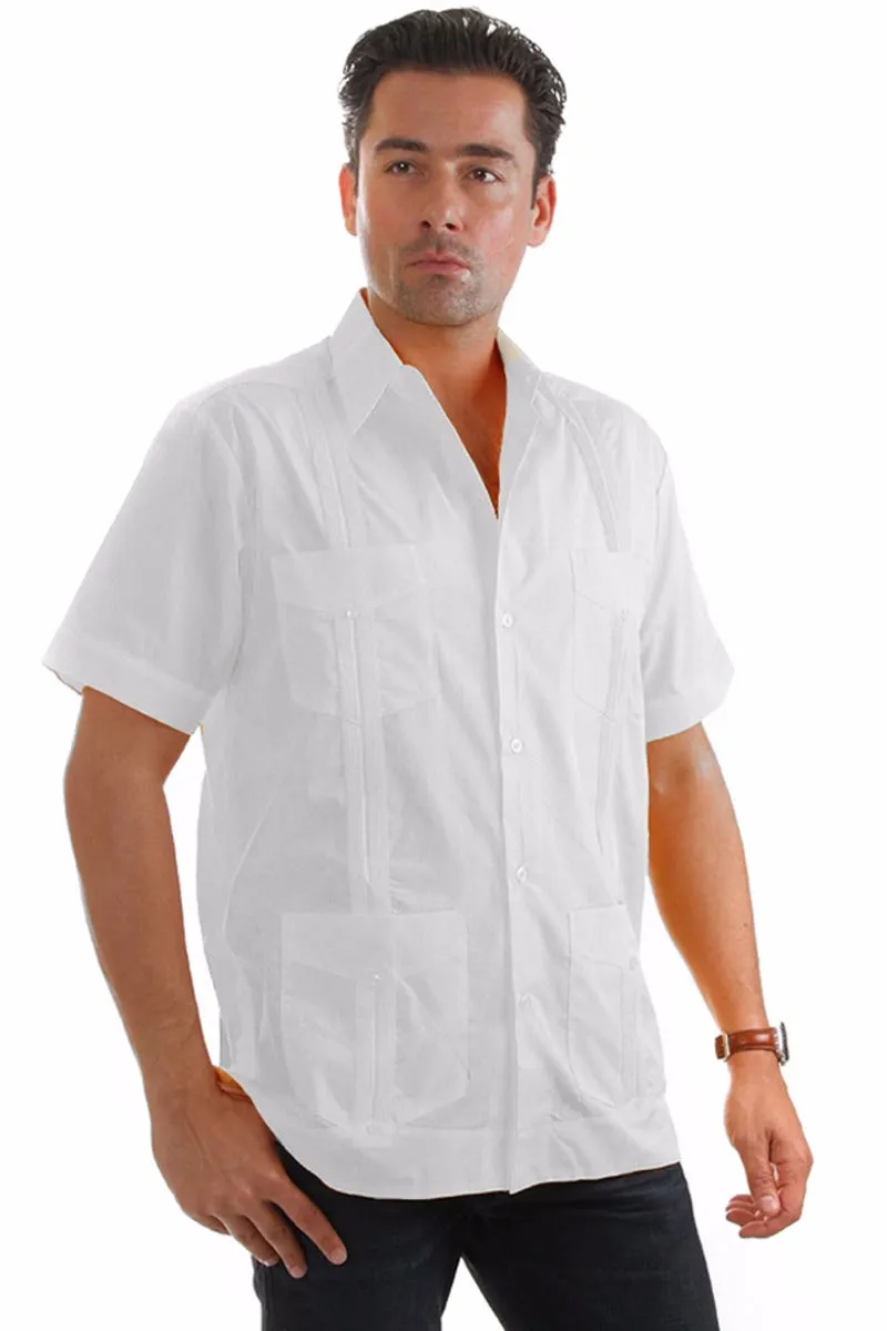 Mojito Collection Big Size Guayabera Shirt Classic Poly Cotton Short Sleeve 3X-8X