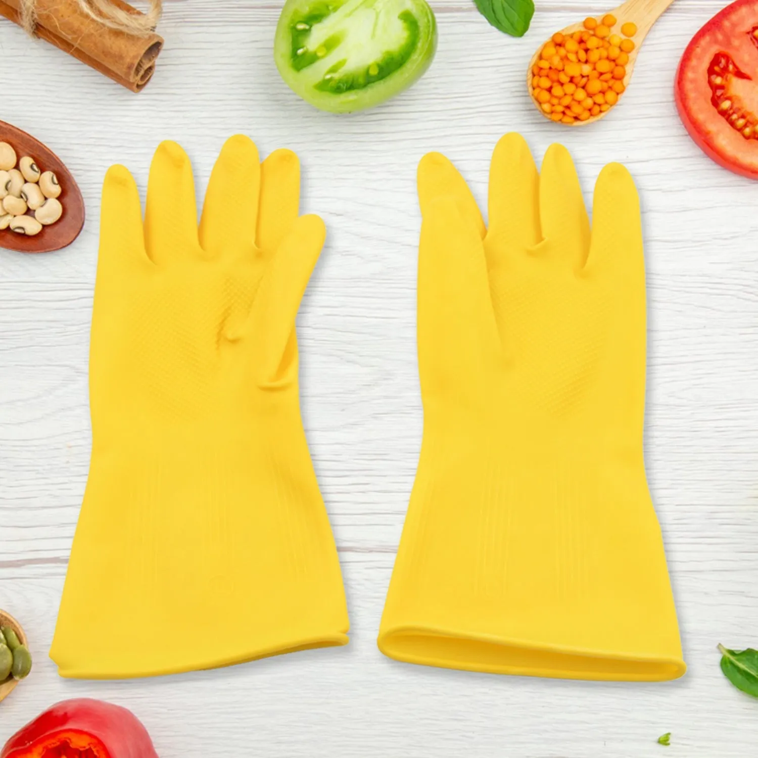 Multipurpose High Grade Rubber Reusable Cleaning Gloves, Reusable Rubber Hand Gloves I Latex Safety Gloves I for Washing I Cleaning Kitchen I Gardening I Sanitation I Wet and Dry Use Gloves (1 Pair 98 Gm)