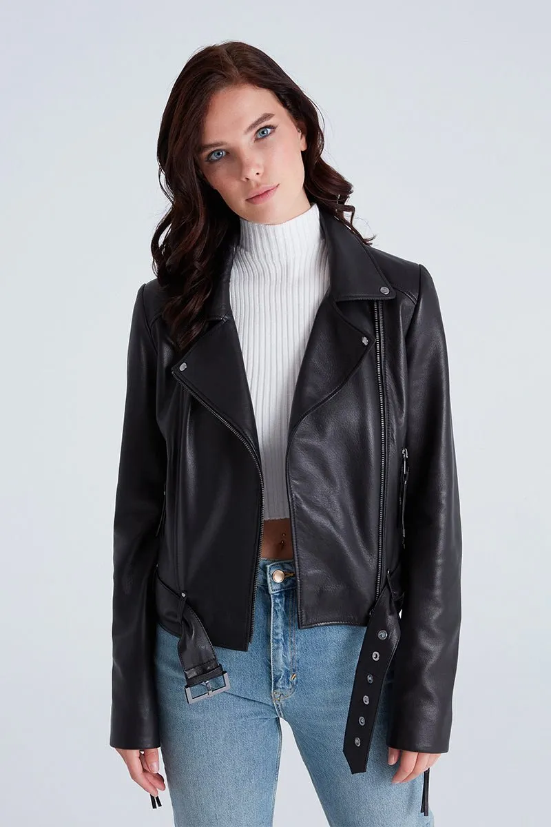 Naomi Women's Leather Biker Jacket