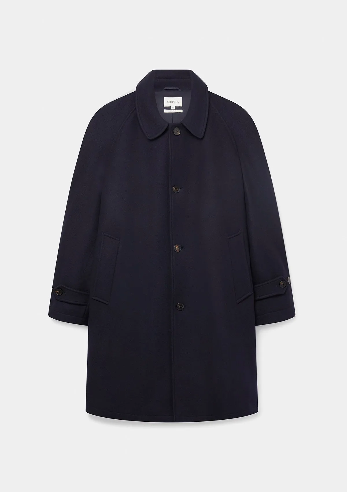 Navy Wool Raglan Overcoat