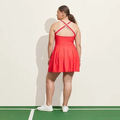 New - Prince Pickleball Women's Cross-Back Pleated Dress - Red XXL