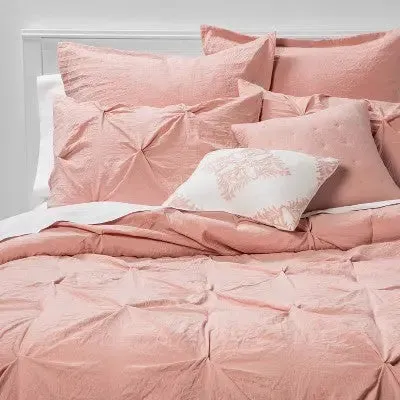 New - Queen 8pc Montvale Pinch Pleat Comforter Set Blush - Threshold