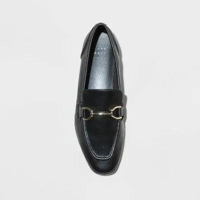 New - Women's Laurel Wide Width Loafer Flats - A New Day Black 8.5W