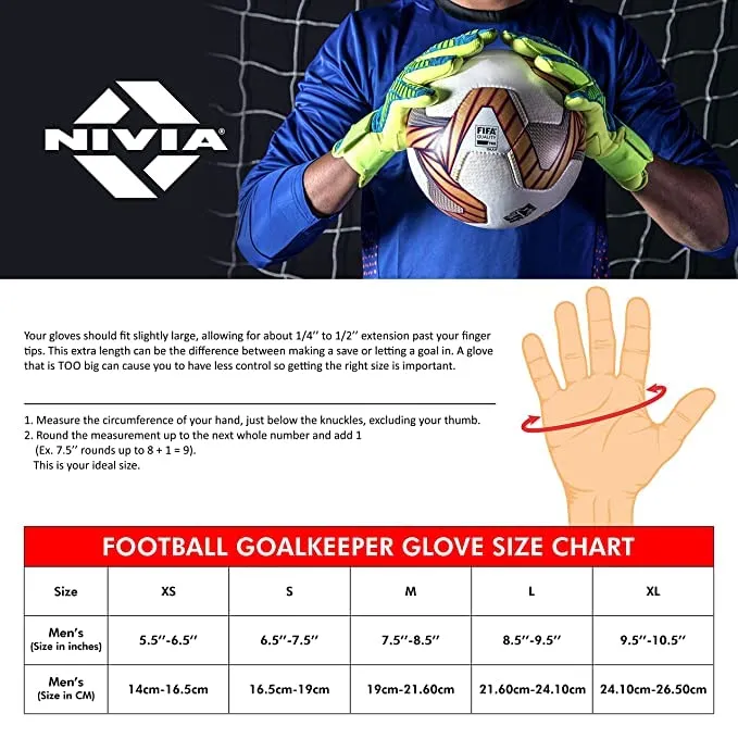 Nivia Air Strike Goalkeeper Gloves for Men & Women, Football, Soccer, goalkeeping Glove, Goalkeeper Gloves with Grip, Football Hand Gloves, Goalkeeper Gloves, Football Hand Glove