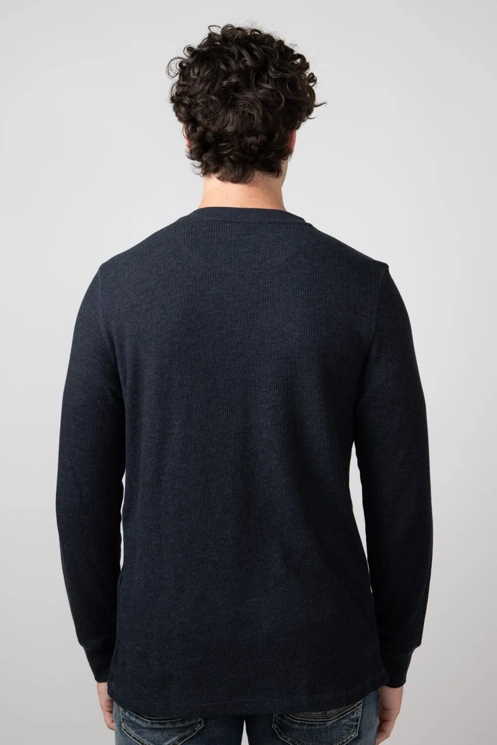 North River Waffle Henley Shirt for Men in Charcoal | NRM2208-CHARCOAL